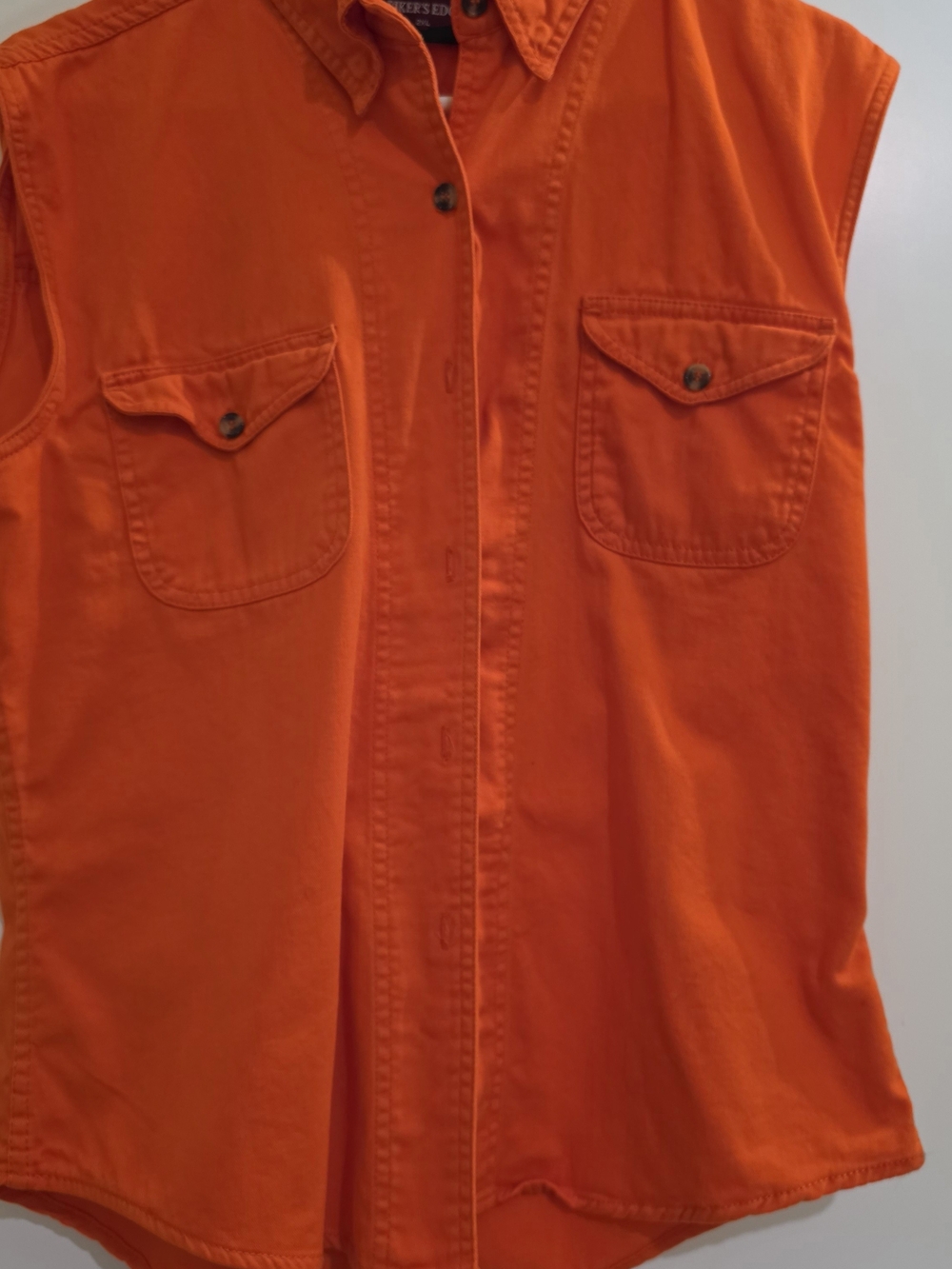 Sleeveless Button-Front Vest in Bright Orange